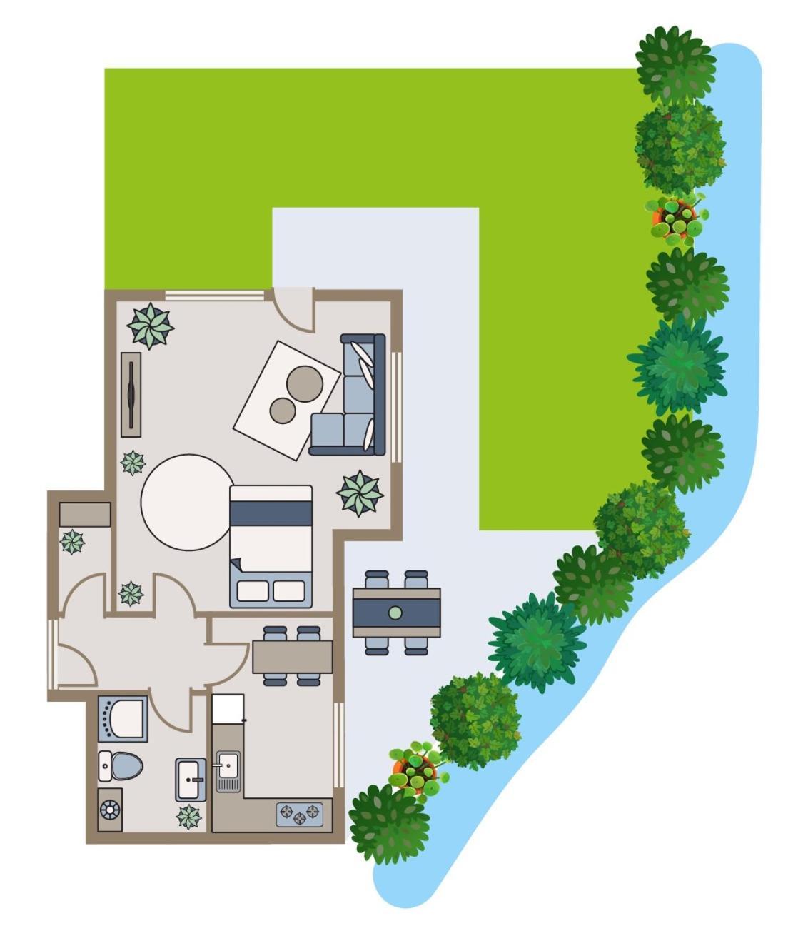 Studio-Apartment Mit Garten, Parkplatz & Kueche 奥芬堡 外观 照片